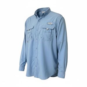 Columbia PFG Bahama II Shirt Women 1X Blue Vented Omni Shield UPF 40 Long Sleeve